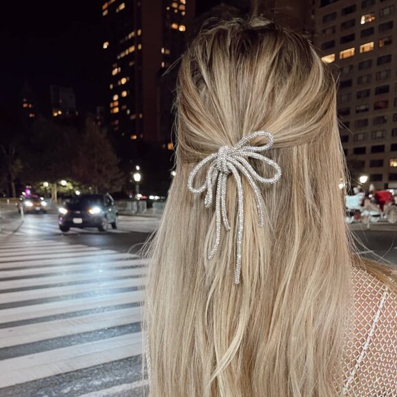 Untamed Petals "Park Avenue" Silver Bow Hair Clip - Picture 1 of 7